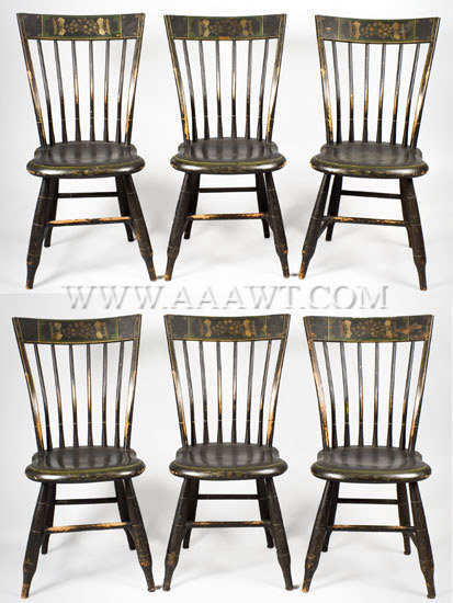 Chairs, Windsor Tablet Back, Matched Set of Six
New England
Early 19th Century, set view